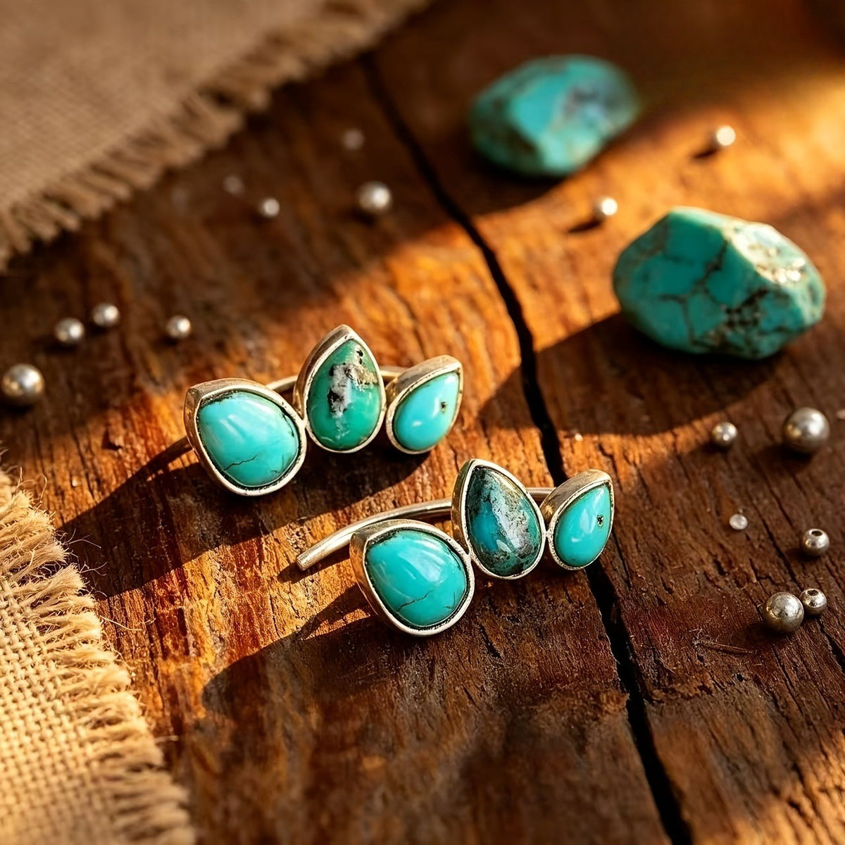 Boho Turquoise Leaf Earrings