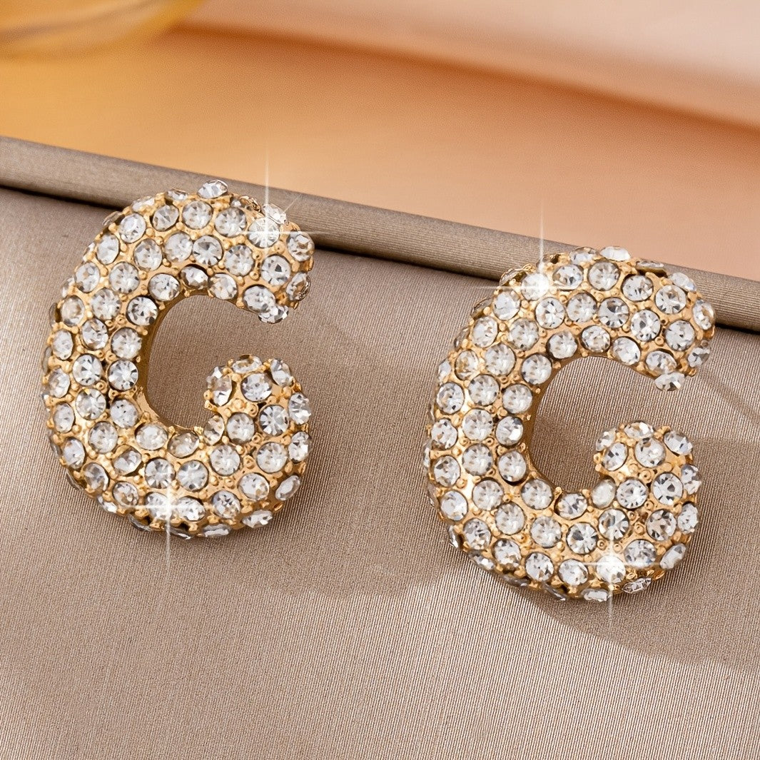 Classy Sparkling Initial Letter Earrings