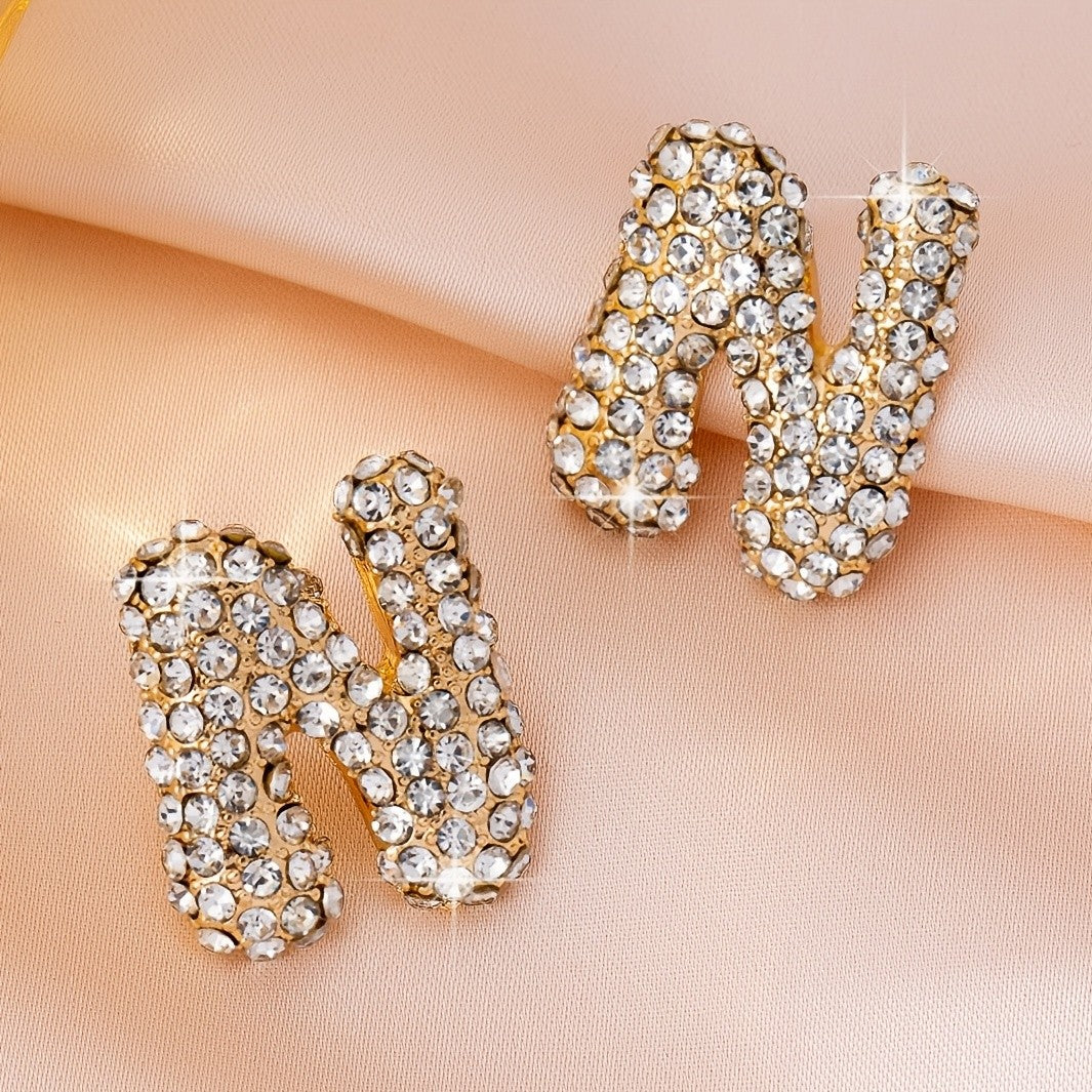 Classy Sparkling Initial Letter Earrings