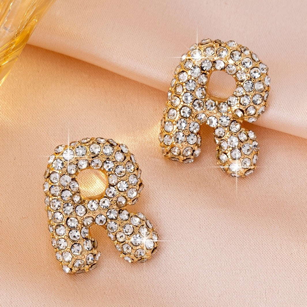 Classy Sparkling Initial Letter Earrings