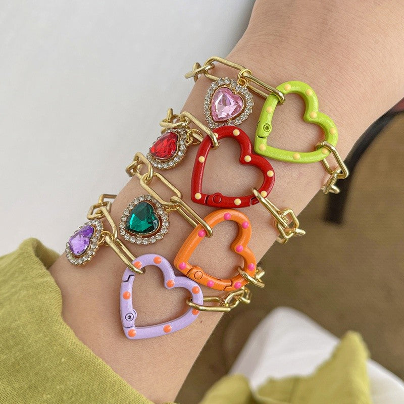 18k Romantic Heart Link Bracelet