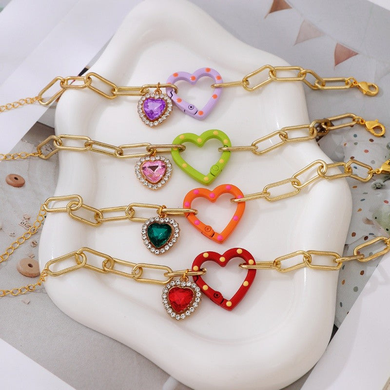 18k Romantic Heart Link Bracelet