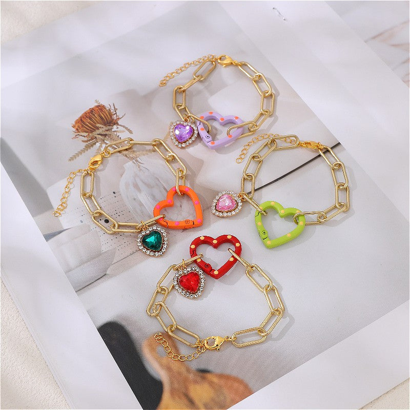 18k Romantic Heart Link Bracelet