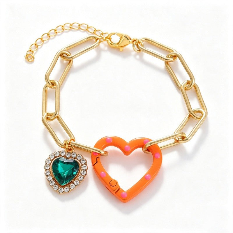 18k Romantic Heart Link Bracelet