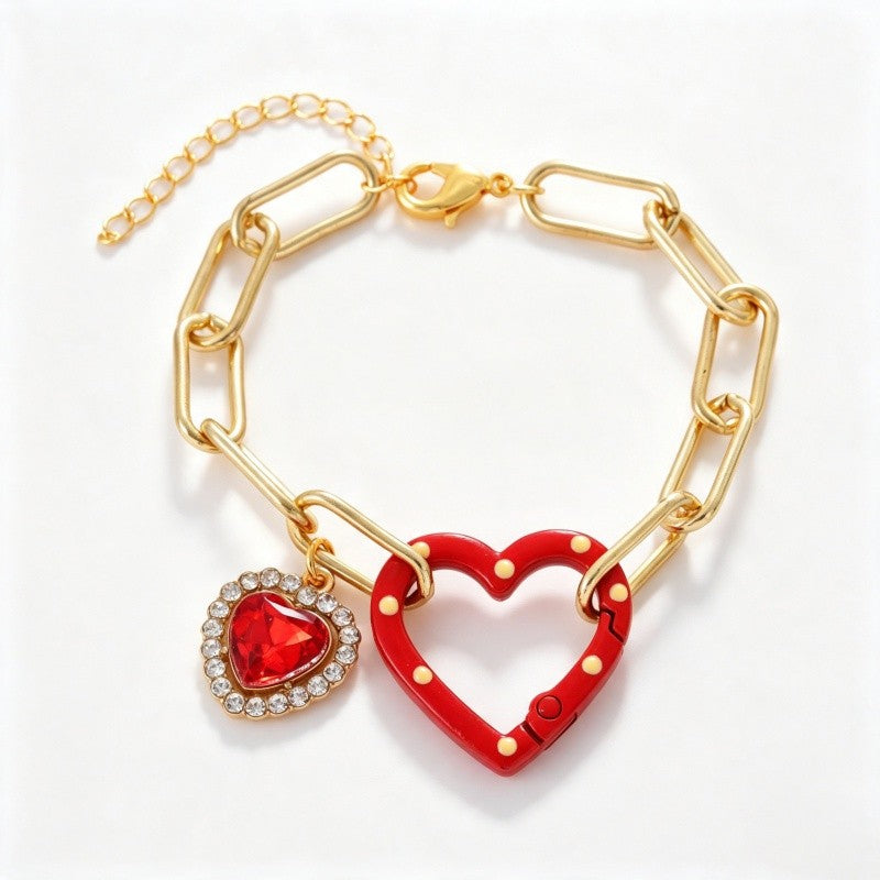 18k Romantic Heart Link Bracelet