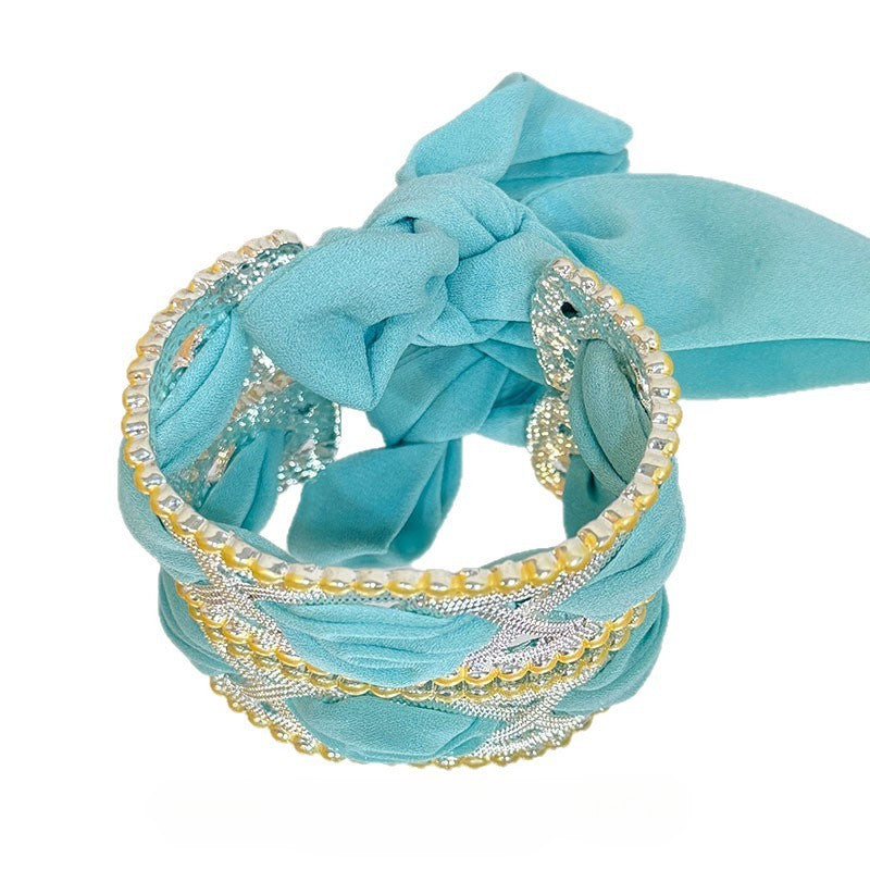 Elegant Mint Scarf Woven Cuff Bracelet