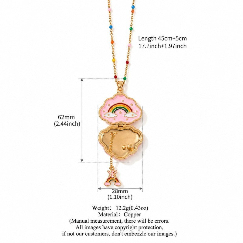 Boho Colorful Enamel Cloud Locket Necklace