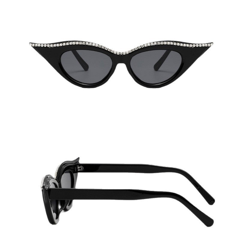 Classy Rhinestone Winged Cat Eye Sunglasses