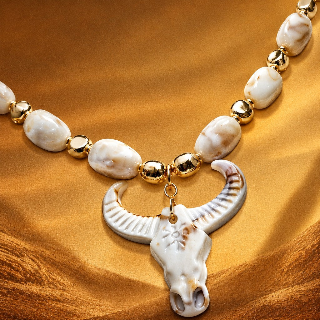Boho Faux Marble Starfish Necklace