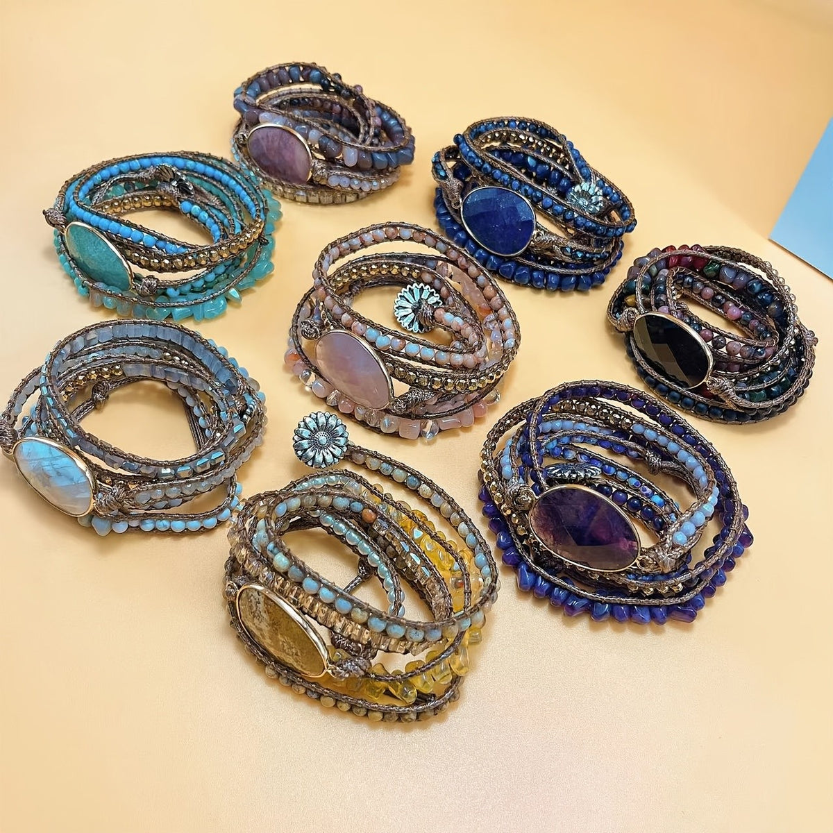 Boho Multi-Layer Natural Stone Wrap Bracelet