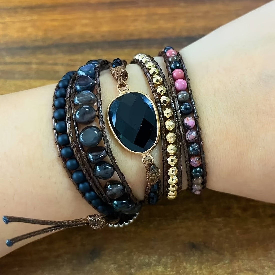 Boho Multi-Layer Natural Stone Wrap Bracelet