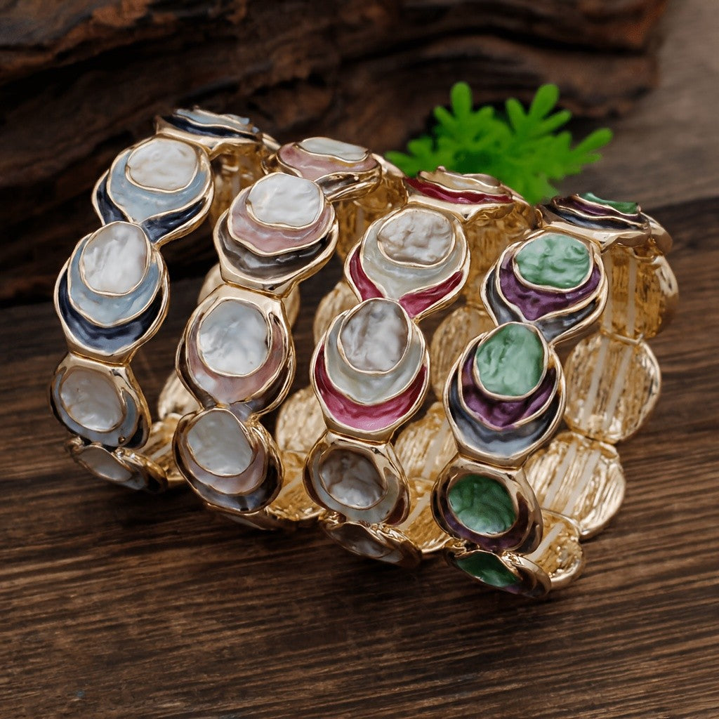 Boho Enamel Tiered Disc Bracelet