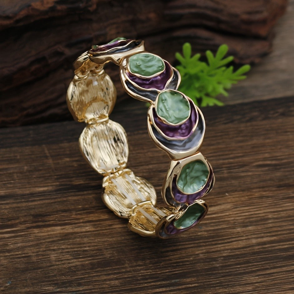 Boho Enamel Tiered Disc Bracelet