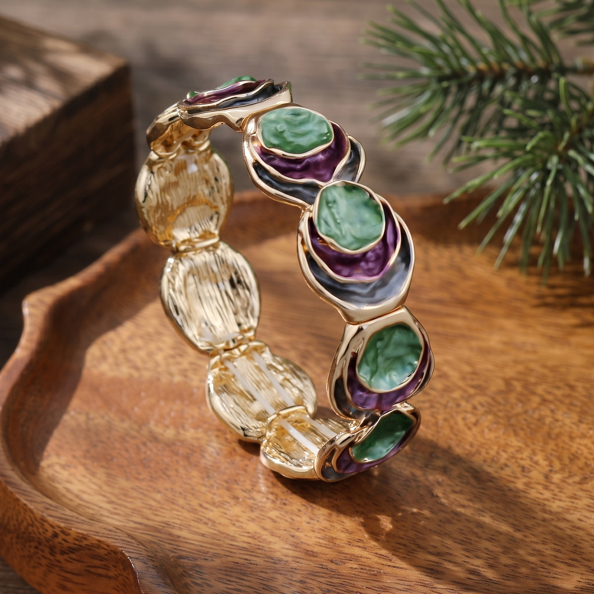 Boho Enamel Tiered Disc Bracelet