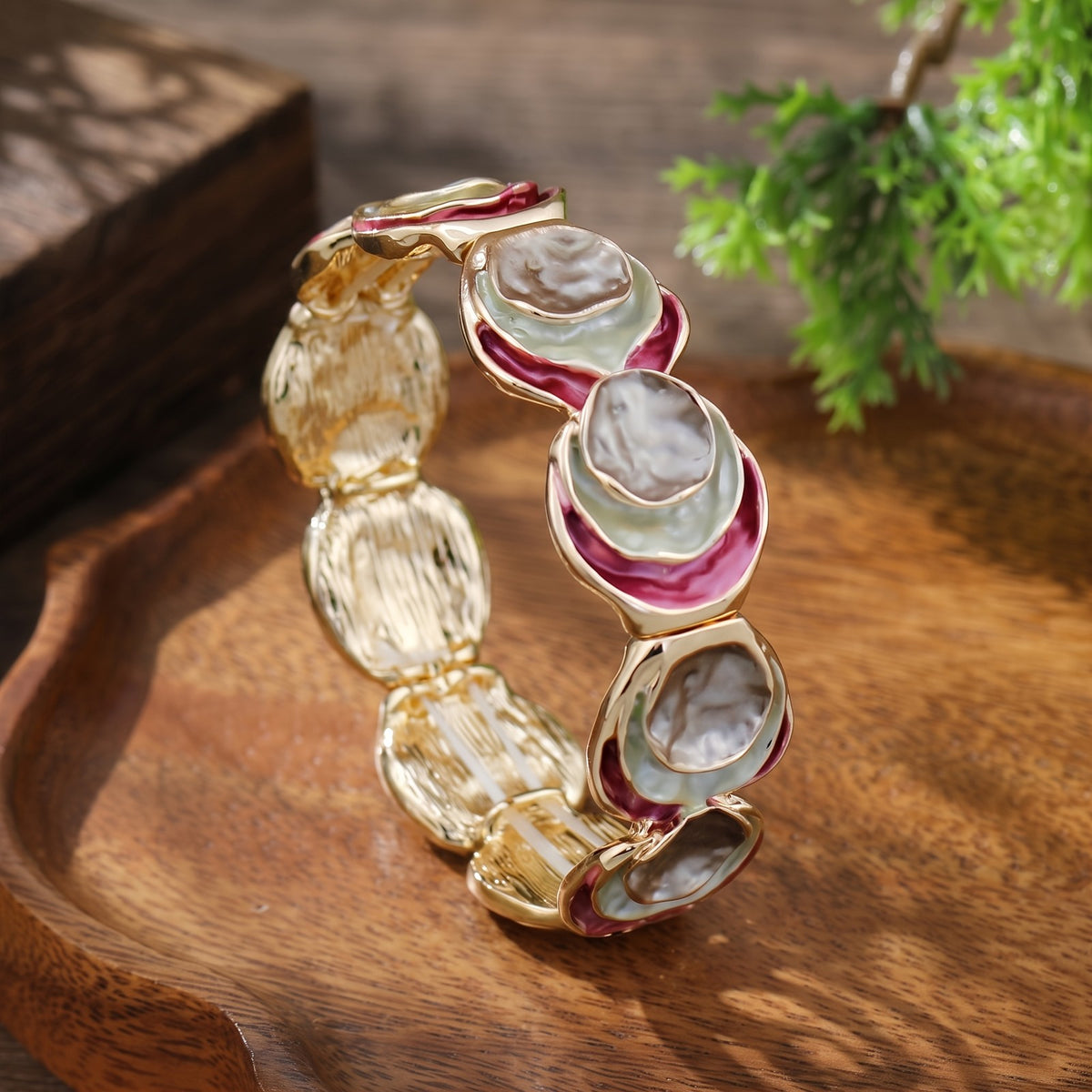 Boho Enamel Tiered Disc Bracelet