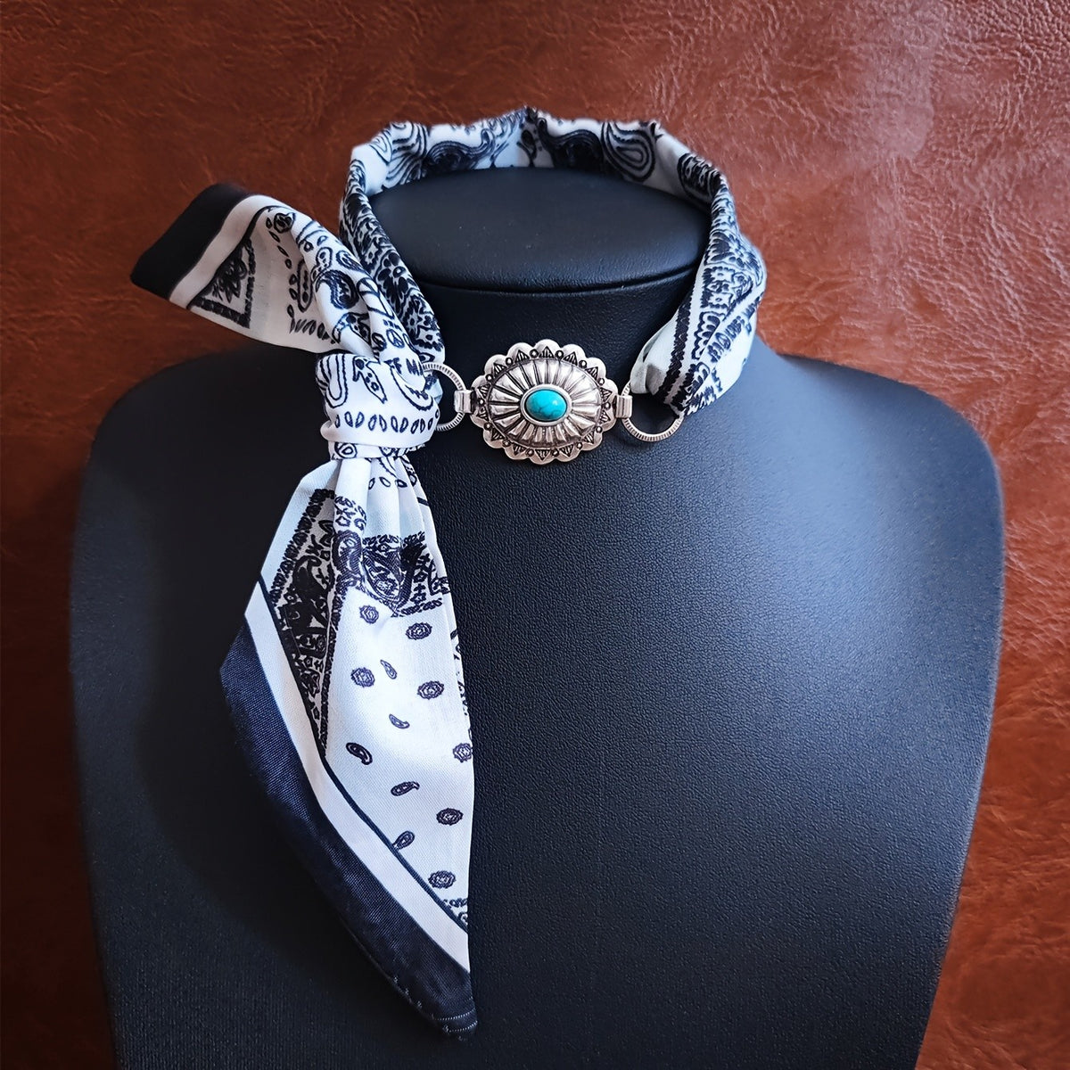 Vintage Bandana Print Scarf Choker Necklace
