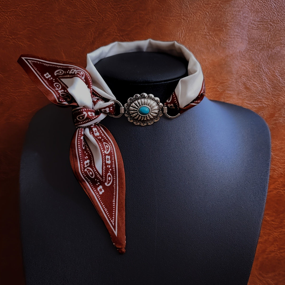 Vintage Bandana Print Scarf Choker Necklace