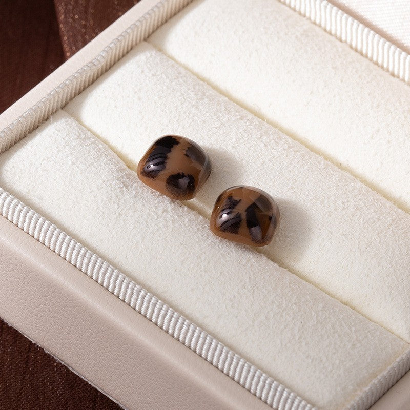 5pc Vintage Leopard Print Stud Earring Set