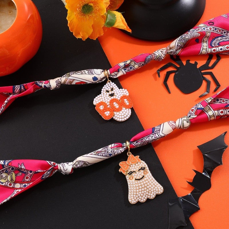 18k Cute Ghost Pearl Scarf Necklace