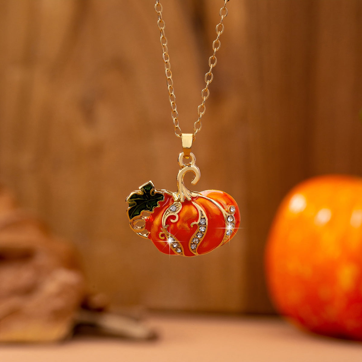 Boho Enamel Pumpkin Necklace