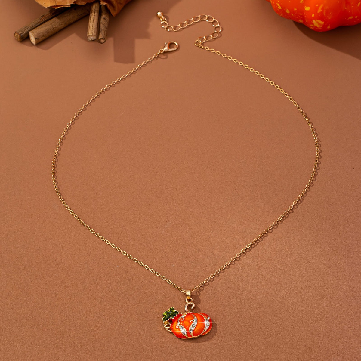 Boho Enamel Pumpkin Necklace