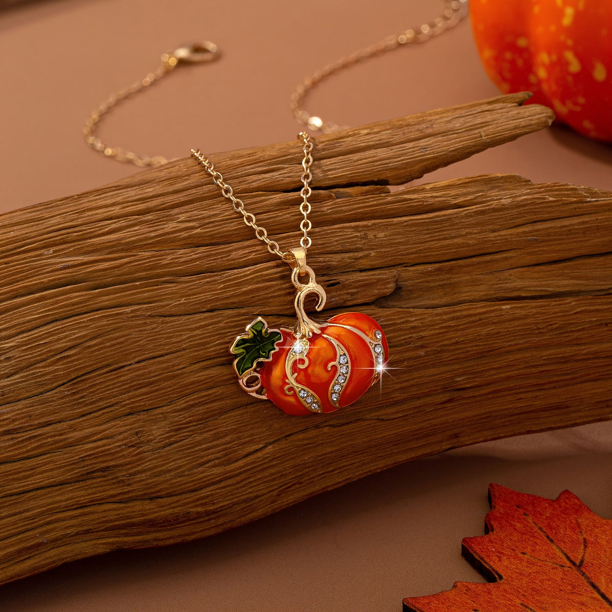 Boho Enamel Pumpkin Necklace