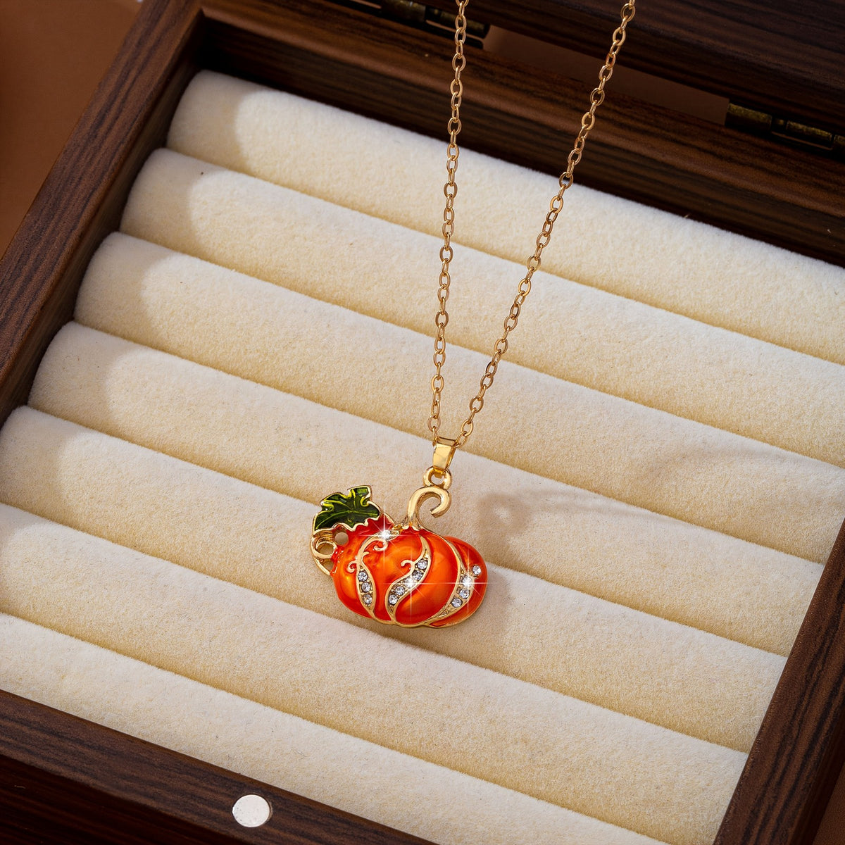Boho Enamel Pumpkin Necklace