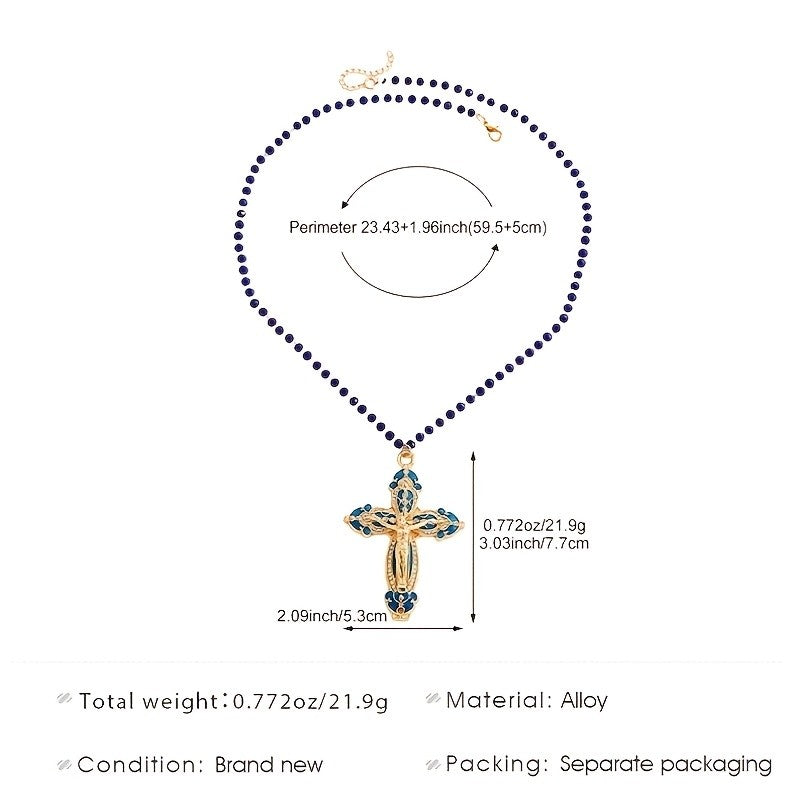 Vintage Inspired Enamel Cross Necklace