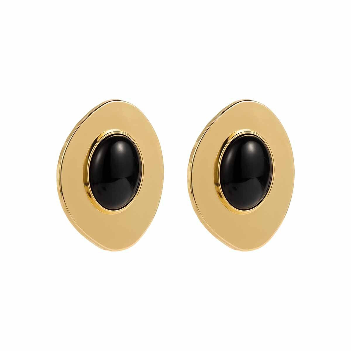 18k Vintage Amber Oval Stud Earrings