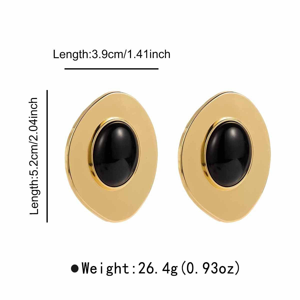 18k Vintage Amber Oval Stud Earrings