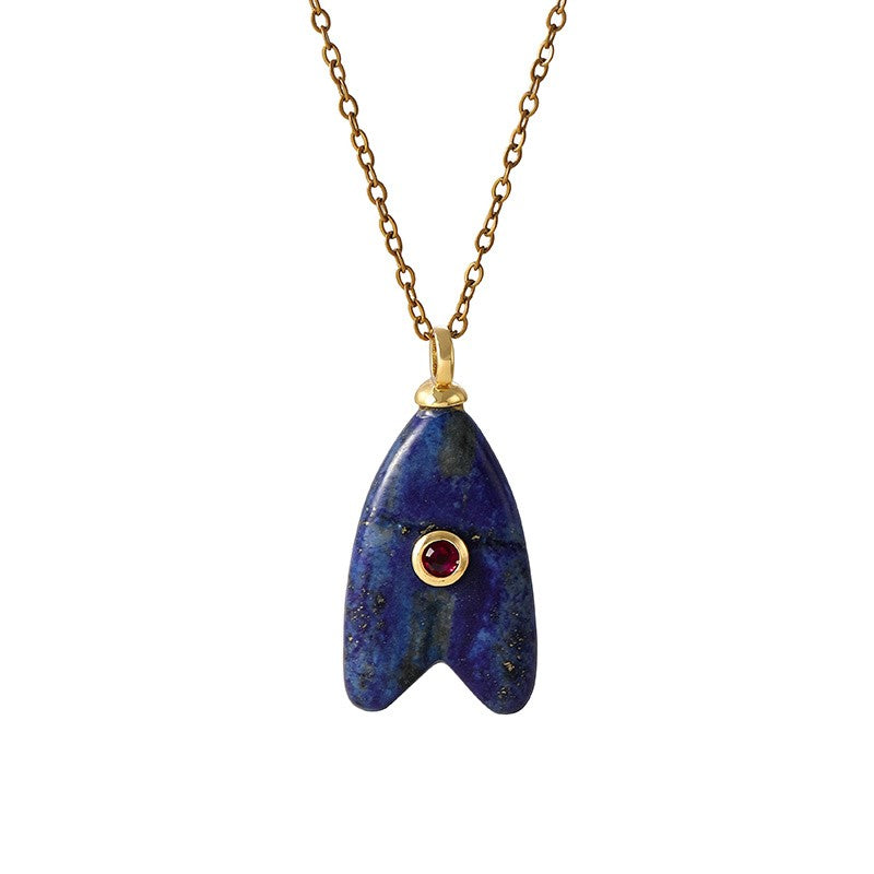 18k Dainty Natural Stone Arrow Necklace