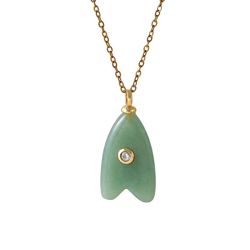 18k Dainty Natural Stone Arrow Necklace
