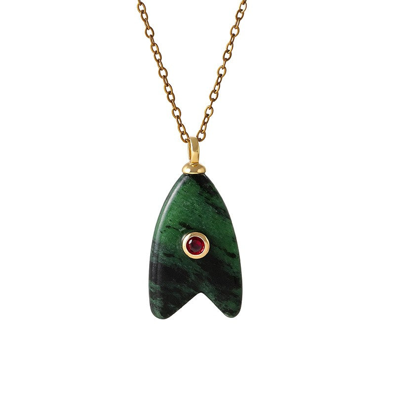 18k Dainty Natural Stone Arrow Necklace