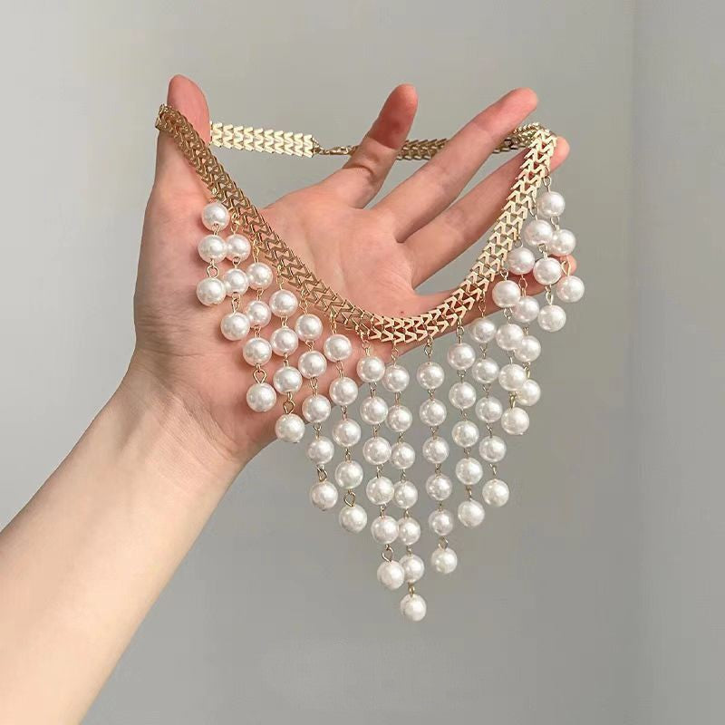 Elegant Multi-Strand Pearl Bib Necklace