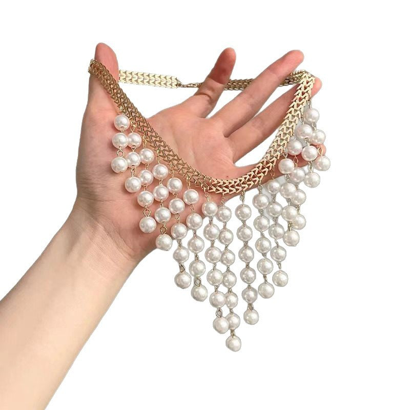 Elegant Multi-Strand Pearl Bib Necklace