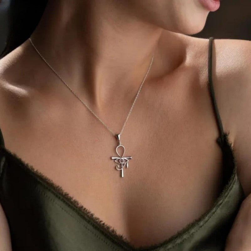 Dainty Eye of Ra Ankh Necklace