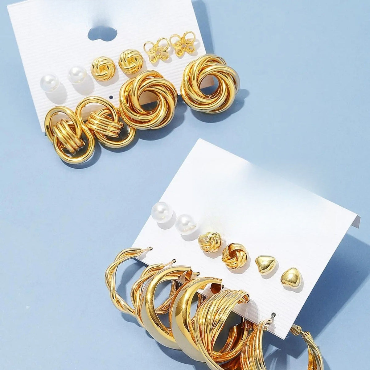 11pc Elegant Mixed Motif Stud Earring Set