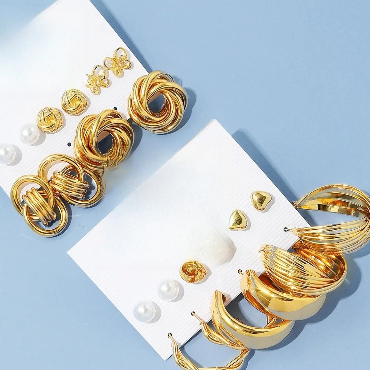 11pc Elegant Mixed Motif Stud Earring Set