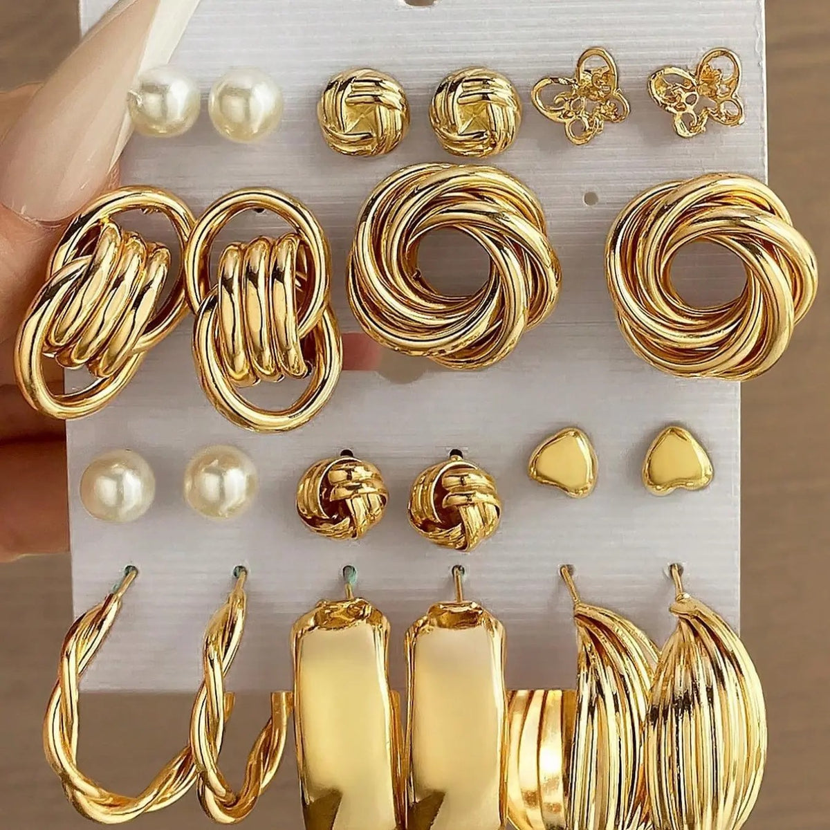 11pc Elegant Mixed Motif Stud Earring Set