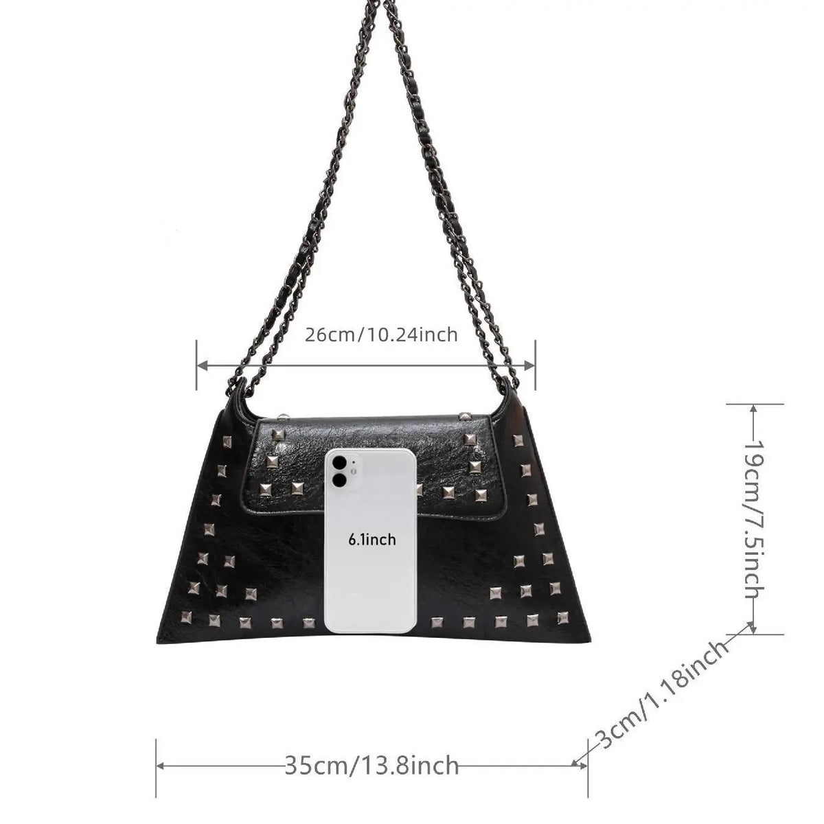 Edgy Rivet Chain Shoulder Bag