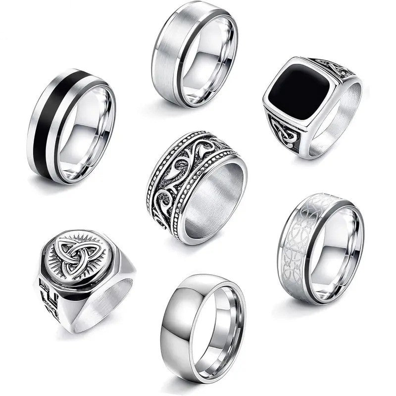 Vintage Gothic Celtic Knot Ring Set