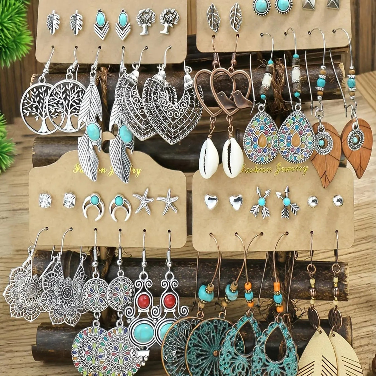 24pc Boho Turquoise mixed Earring Set