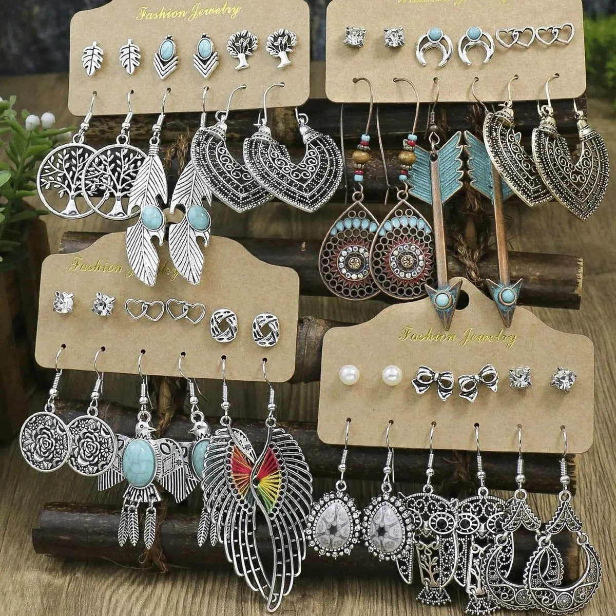 24pc Boho Turquoise mixed Earring Set