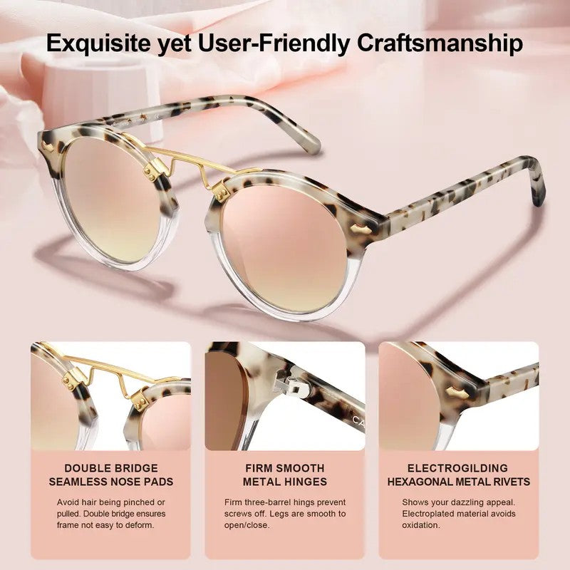 Classy Tortoiseshell Round Polarized Sunglasses