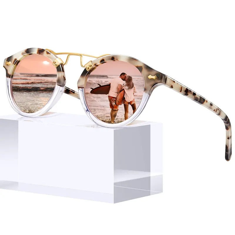 Classy Tortoiseshell Round Polarized Sunglasses