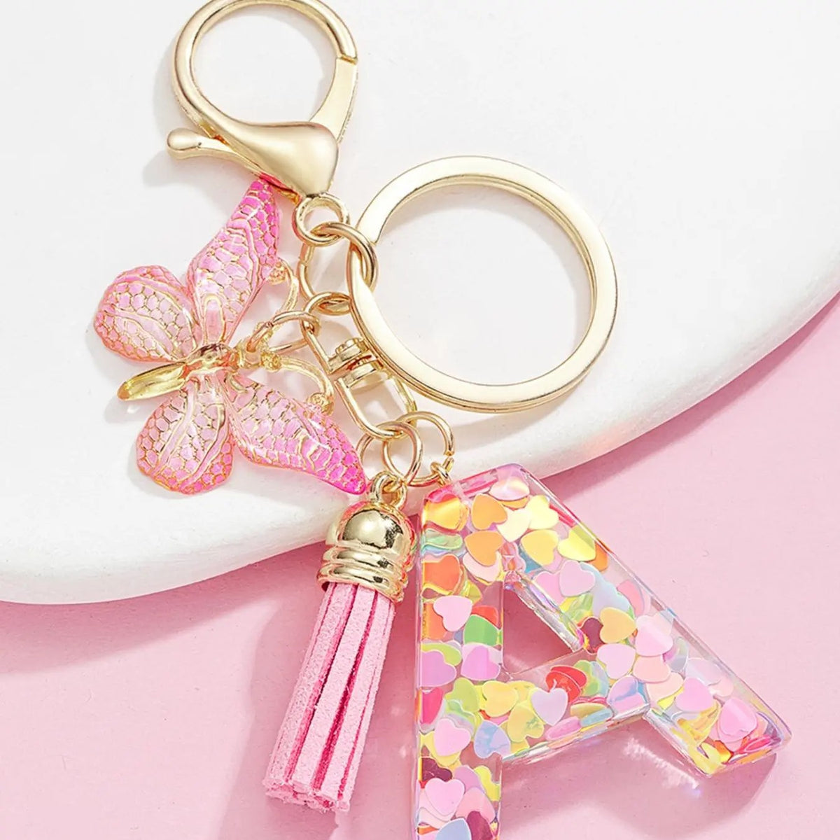Boho Confetti Letter & Butterfly Keychain