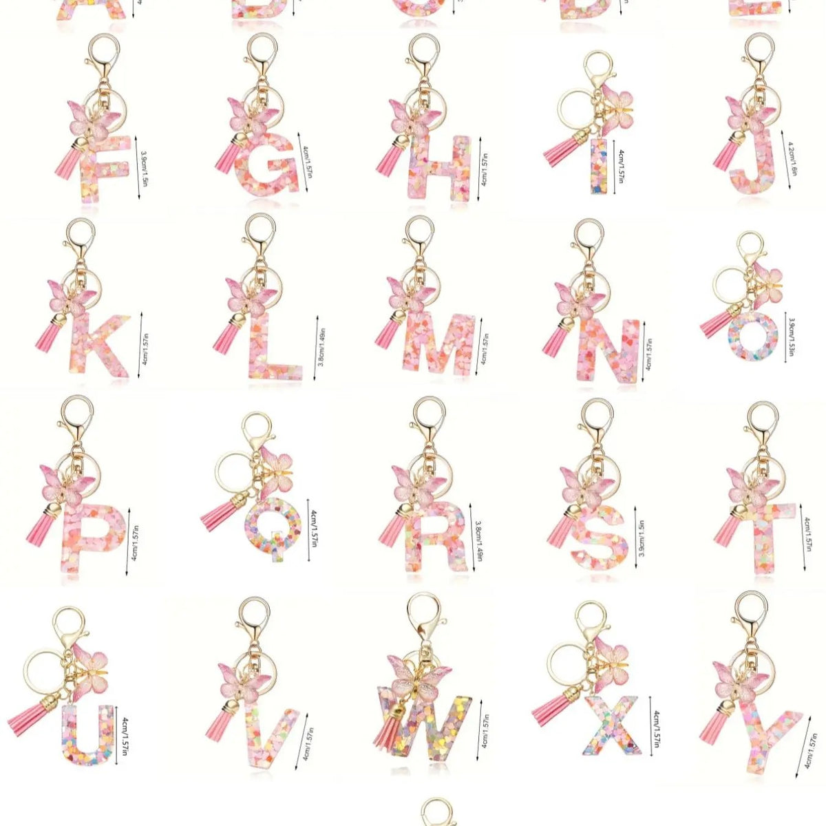 Boho Confetti Letter & Butterfly Keychain