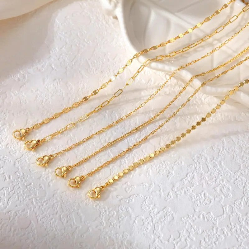 6pc Dainty Layered Link Anklet Set