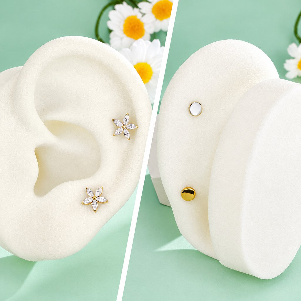 Dainty Rhinestone Flower Flat Back Earring