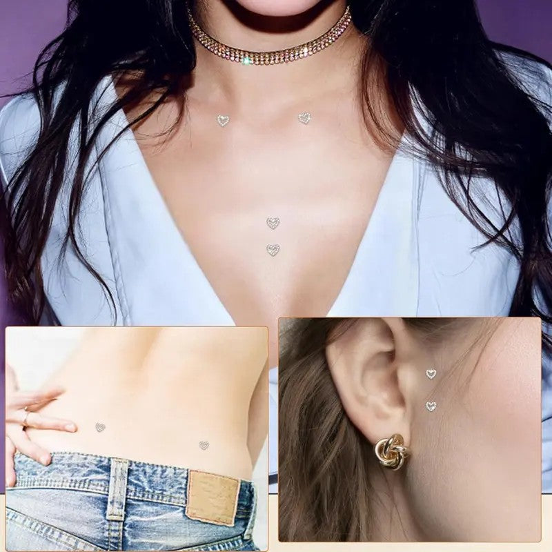 2pc Dainty CZ Heart Dermal Anchor Set